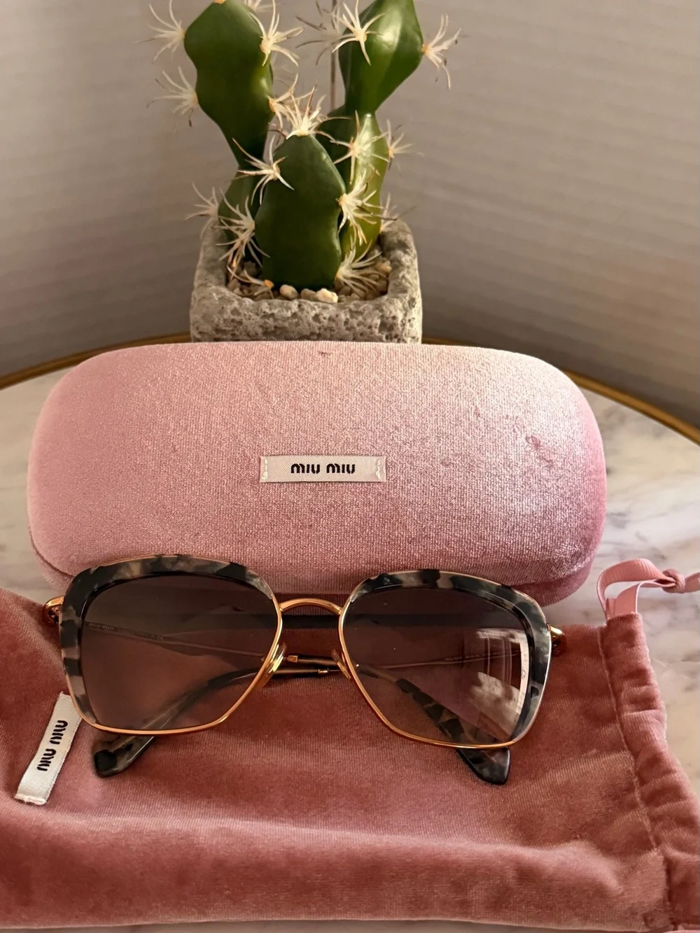 Miu Miu Pink Tortoiseshell Women's Sunglasses